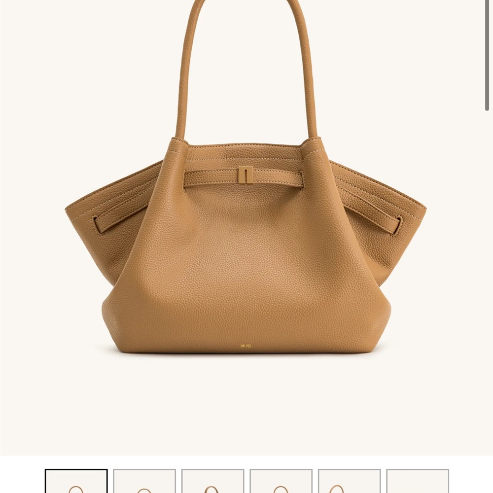JW PEI Tan Structured Tote Bag with Architectural Design